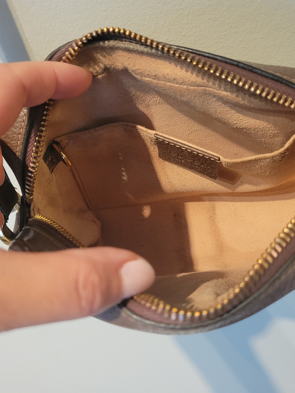 Gucci Brown Monogram Crossbody Bag with Signature Web Stripe - Picture 14 of 16